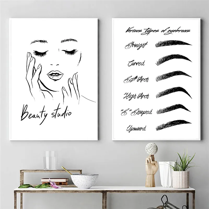 Картина для макияжа бровей и ресниц TB29 модные женские холщовые плакаты настенные