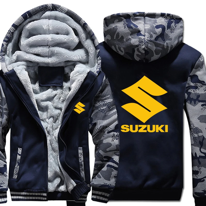 Мотоцикл Suzuki толстовки Зимний камуфляжный чехол куртка для мужчин флис Suzuki мужские толстовки