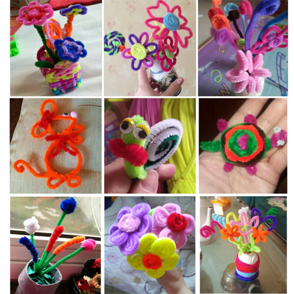 

100pcs/Lot 30cm Mix Color Chenille Stems Handmade Children Craft Material kids Creativity Supplies Toys DIY Pipe Cleaner 5mm Dia