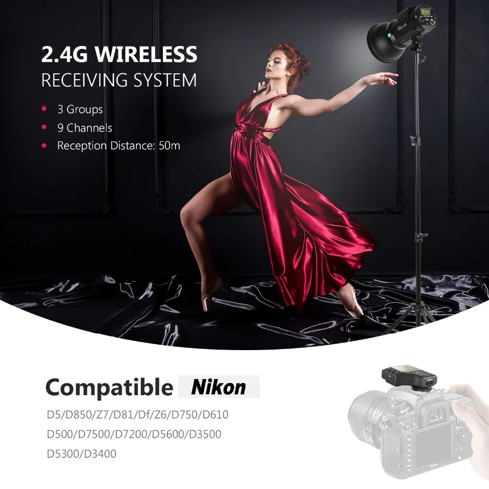 Neewer i6T EX 600 Вт 2,4 г ttl Студия стробоскоп 1/8000 HSS вспышка моносвет Совместимость с Nikon, беспроводной триггер/моделирование лампы/Recycl