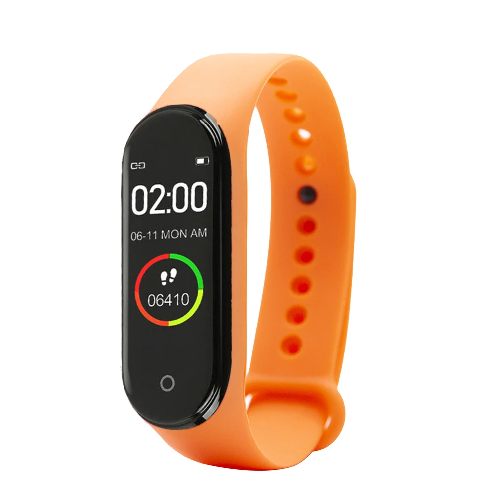 Orange New Smart Color Screen M4 Watch New label High Quality Blood Pressure Monitor Men And women Sports Tracker Pedometer Bracelet - Цвет: Orange