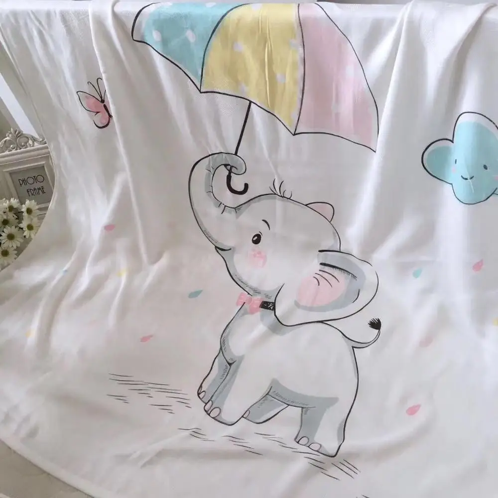 PatPat мягкое Двухслойное детское одеяло со слоном хлопковое для отдыха с