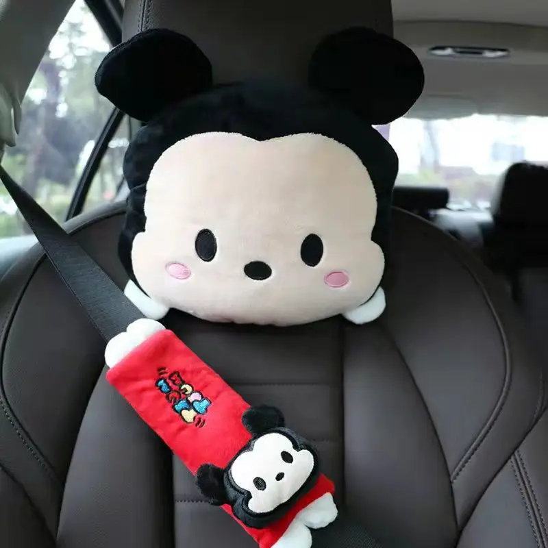 

Car Cute Plush Head Restraint Neck Pillow Safety Belt Shoulder Pad Personalized Cartoon Car Head Pillow Lumbar Support for Women