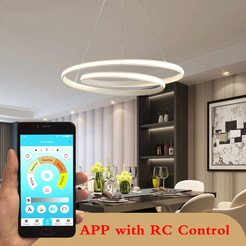 

Modern LED Pendant Lights For Dining Room Living Room And Bedroom APP Controlling LED Pendant Lamps 110v 220v Home Fixtures