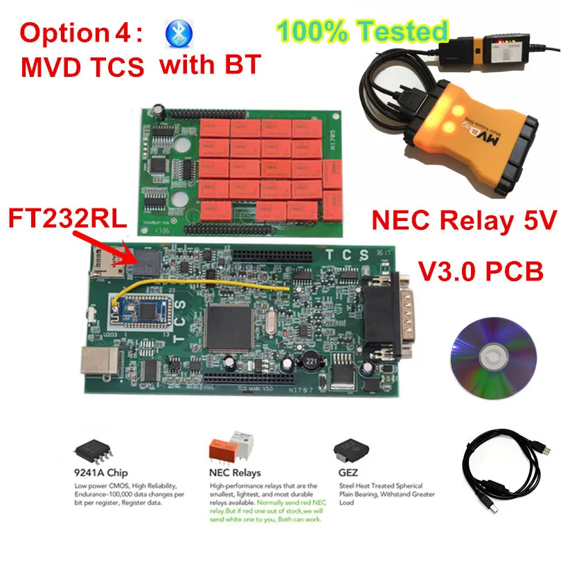MVD BT TCS,1+ keygen Multidiag Pro Bluetooth v3.0 pcb OBDIICAT-CDP 5V Красный NEC Реле мульти диагональ Pro OBD2 диагностический сканер - Цвет: MVD BT