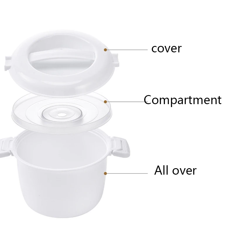

Portable Microwave Oven Rice Cooker Multifunctional Steamer Thermal Insulation Bento Lunch Box Food Grade PP Steaming Utensils