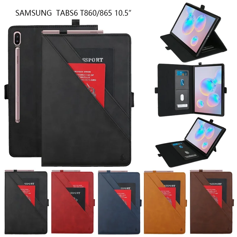 Чехол для Samsung Galaxy tab S6 SM-T860 SM-T865 10 5 дюйма кожаный чехол с отделением карт и