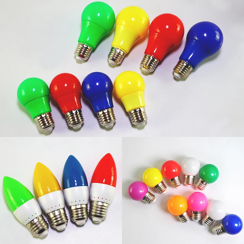 10pcs Led Bulb E27 E14 3W 5W 7W LED Lamp RGB A60 A50 G45 C35 Colorful candle Light SMD 2835 AC 220V 240V led Flashlight | Лампы и