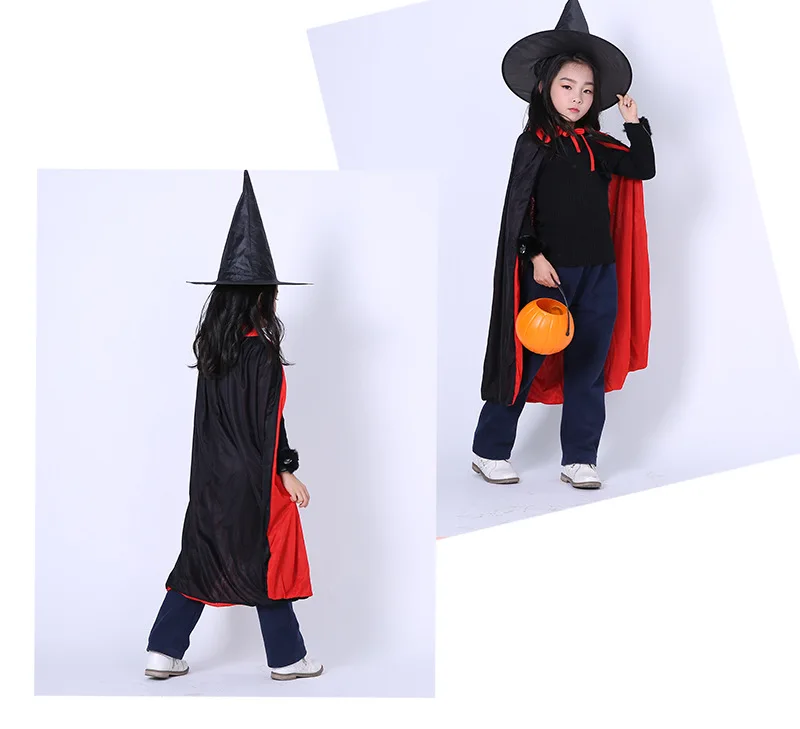 

Halloween Adults Cloak Cosplay Double Black Red Stand Collar Hooded Mantle Reversible Vampire Cape with Straps