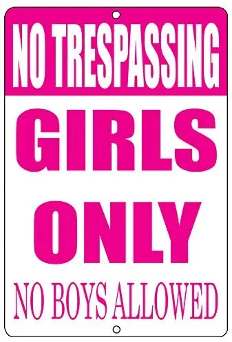 

Tactical Funny No Trespassing Girls Only Metal Tin Sign Wall Decor Bar Daughter Pink No Boys Allowed Bedroom Door 20x30cm