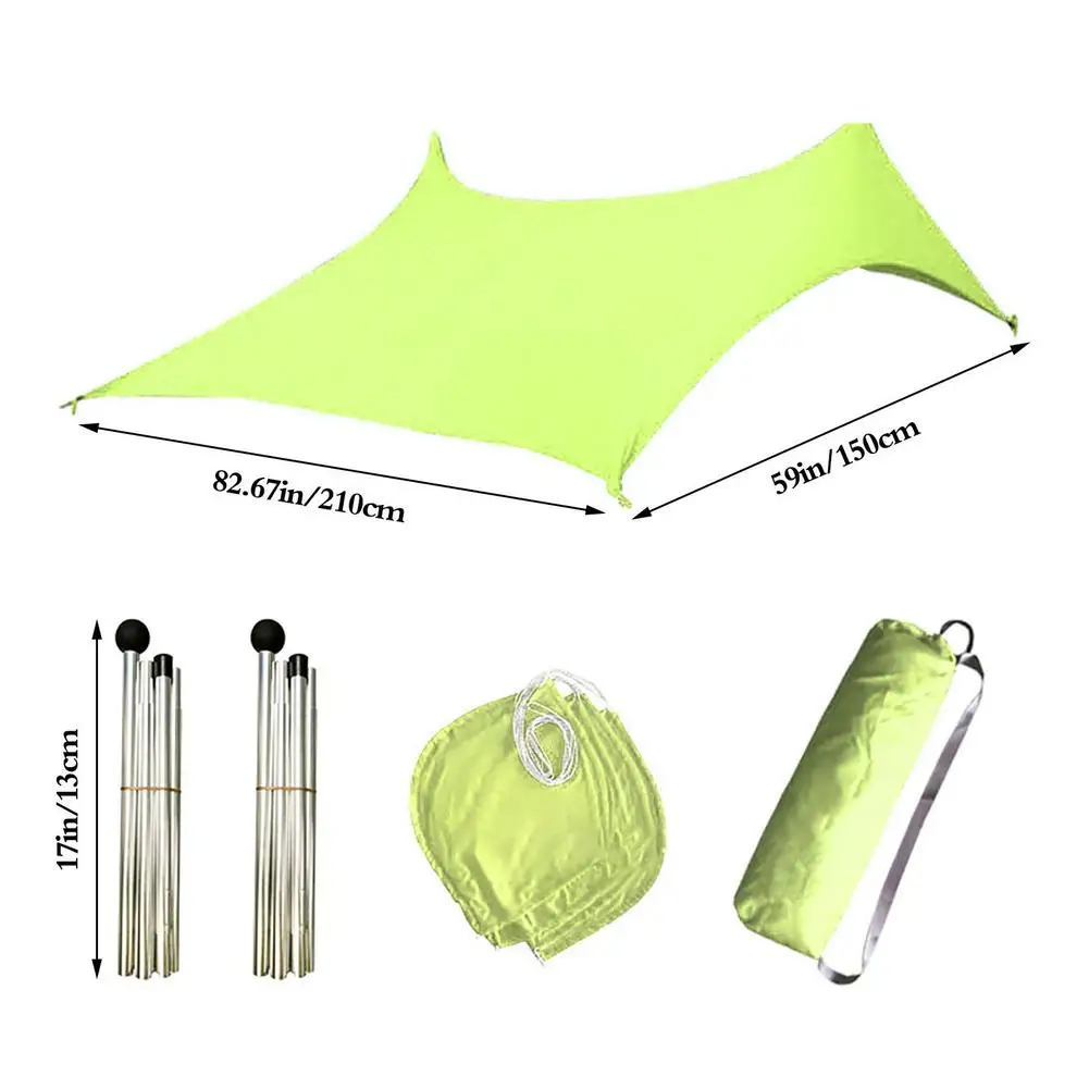 구매 가족 해변 양산 경량 차양 텐트 샌드백 앵커 4 무료 페그 UPF50 + UV 대형 휴대용 캐노피 드롭 배송