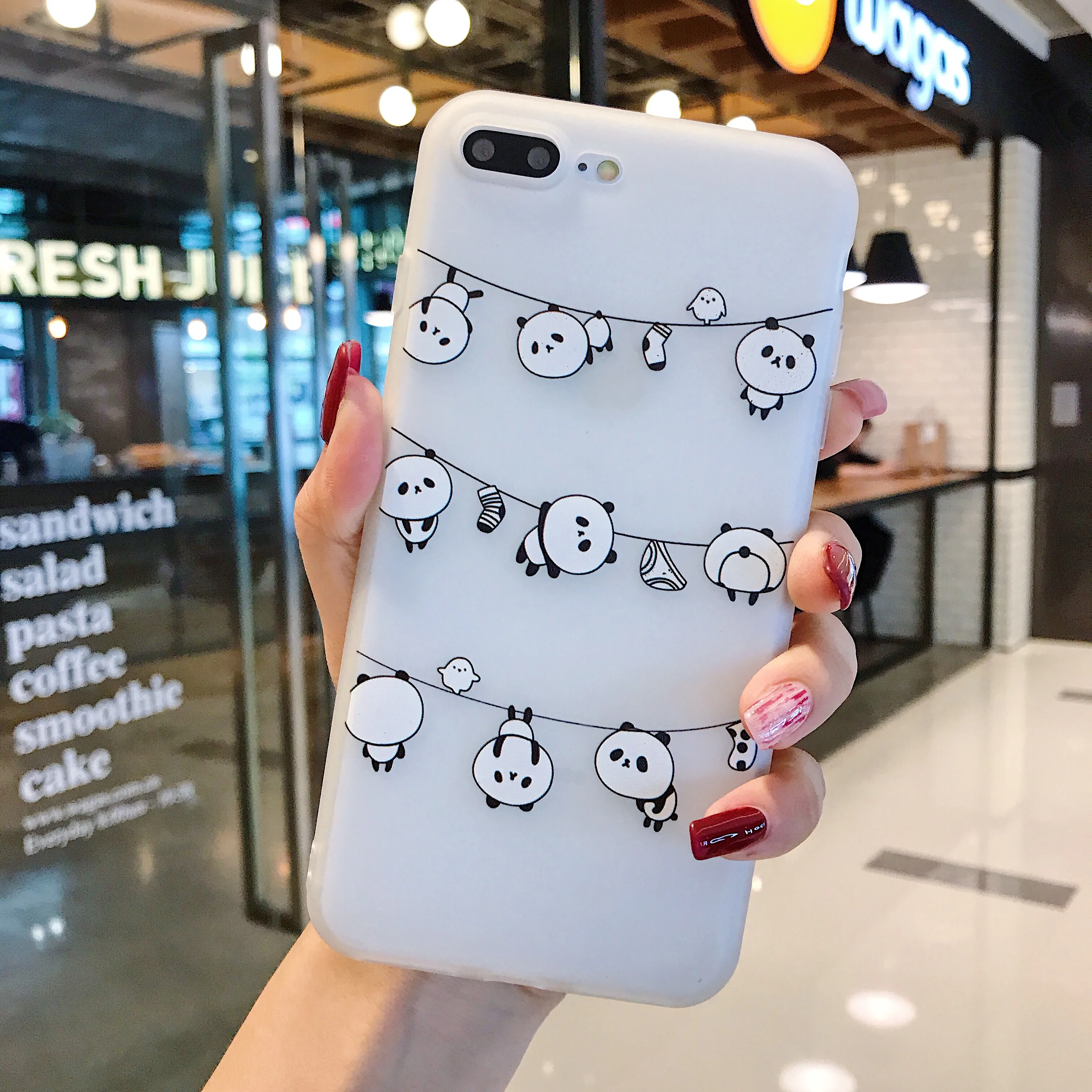 white 1 Забавный мультяшный чехол для телефона с пандой для iphone X XS чехол для MAX XR для iphone 7 6s 8 plus милый чехол кукла подставка поддержка мягкий чехол s Capa - Цвет: white 1