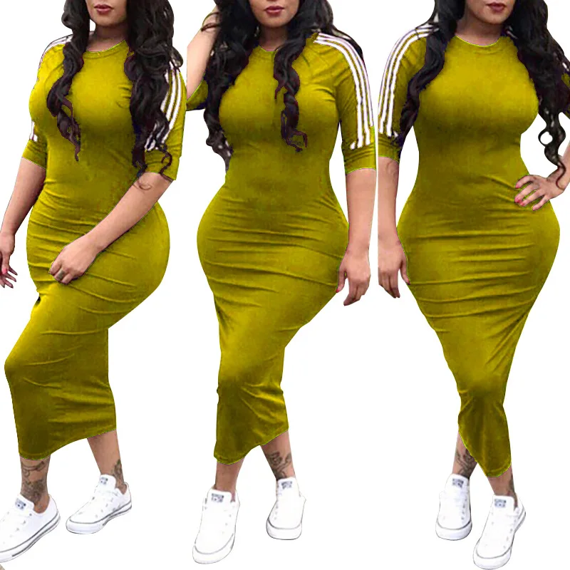 

A8221 2019 spring women's fashion white stripe dress multi color