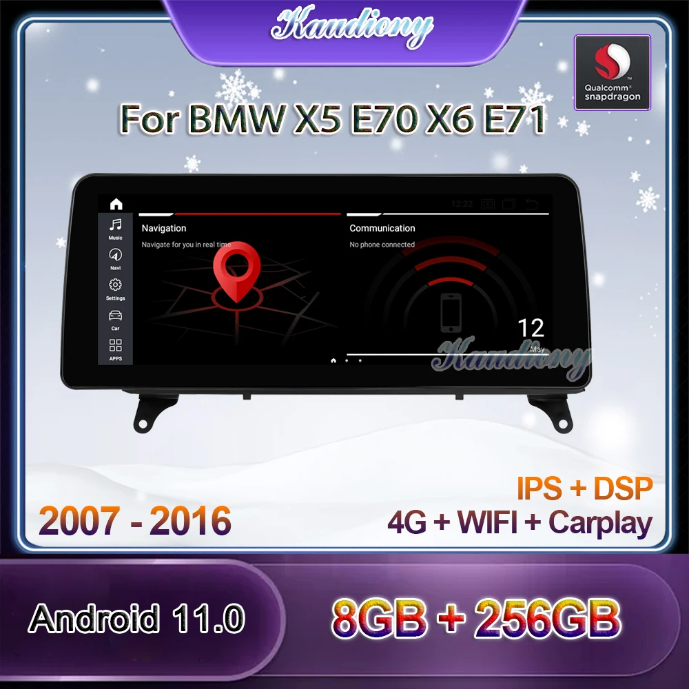 Автомобильное радио Kaudiony 12 5 дюйма 10 25 Android 11 для BMW X5 E70 X6 E71 автомобильный DVD