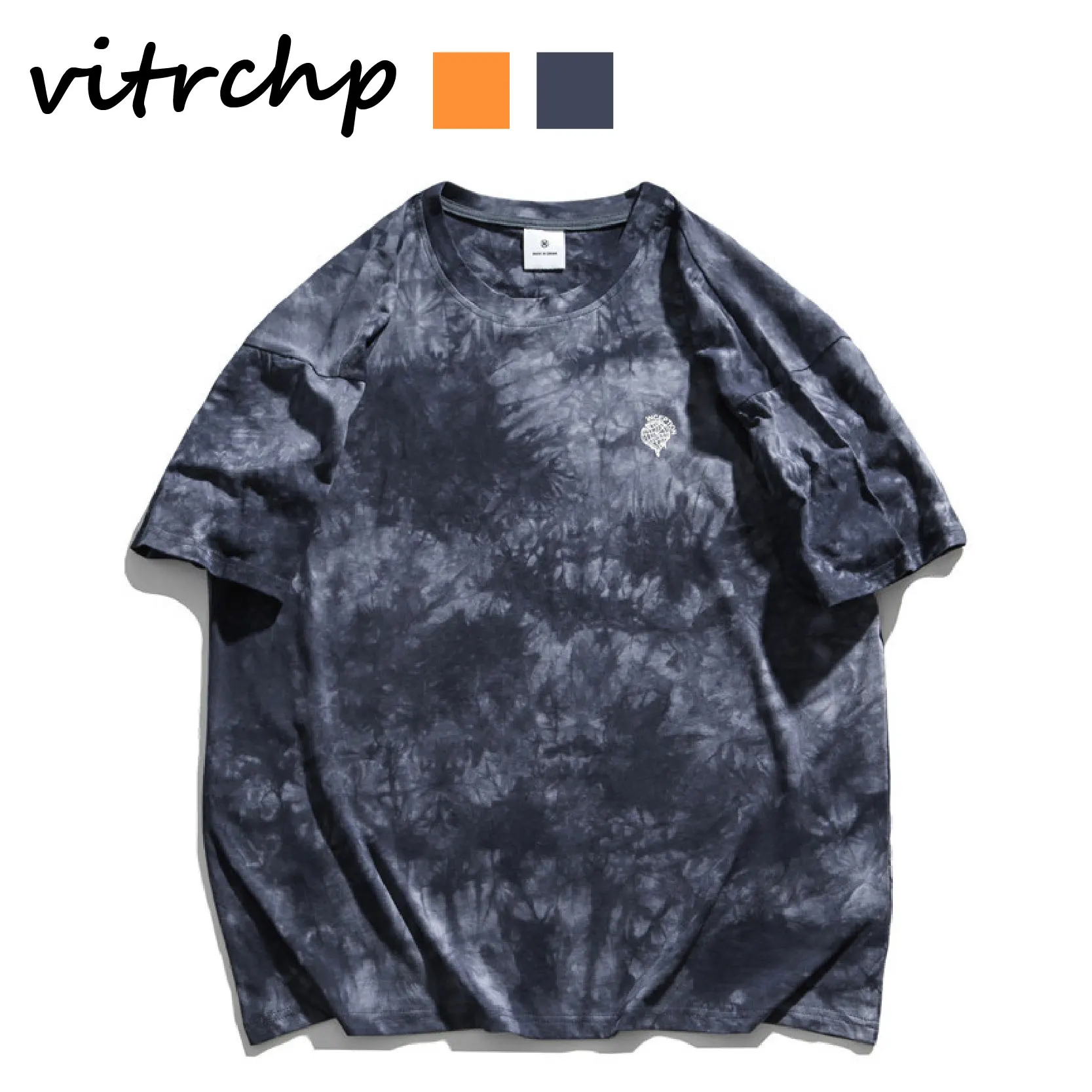

2021 Summer New Hip Hop Casual Couple Fashion Trend Tie Dyed Letters Men's Short-Sleeved T-Shirt