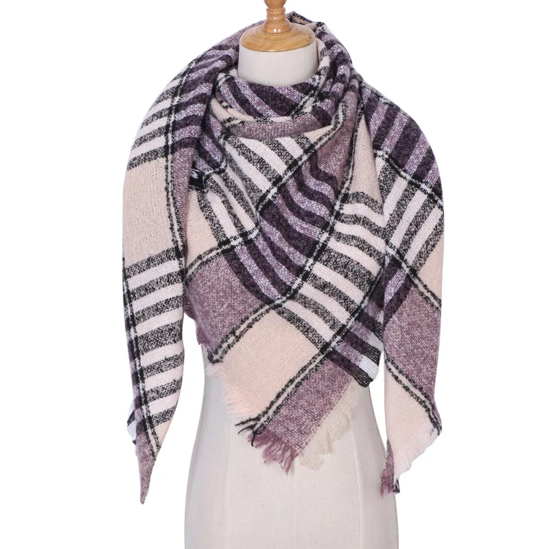 2019 knitted women scarf plaid warm cashmere scarves shawls luxury brand bandana pashmina lady wrap knit blanket neck striped |