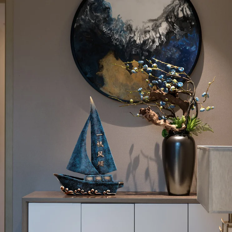 

Chinese Table Figurines Luxury Ship Living Room Vintage Resin Creativity Figurines Art Nordic Accessoires Home Decoration DM50GT