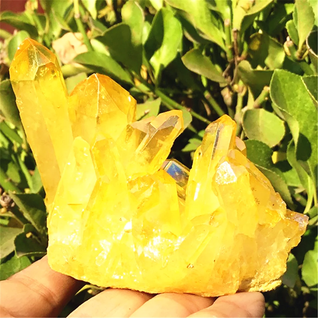 80-100g Beautiful Yellow Aura Quartz Crystal Natural Cluster Specimen Rough Stones And Minerals Healing Chakra Home Decor | Дом и сад