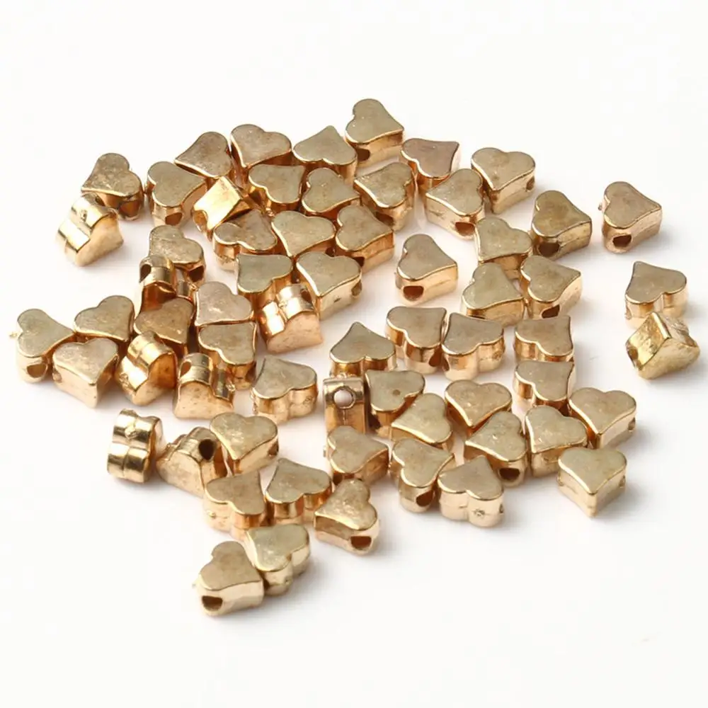

100Pcs/lot 5x3mm Inside Hole Love Heart Gold Silver Color CCB Loose Spacer Acrylic Beads DIY Jewelry Making Findings Charm Beads