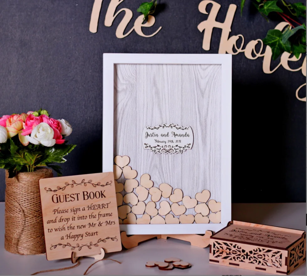 Пользовательские свадебные Гостевая книга frame3 персонализированные уникальные