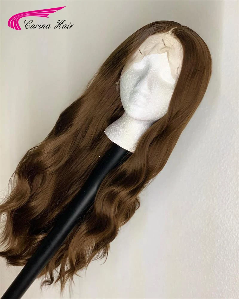 Carina волнистые парики из натуральных волос на фронте шнурка с волосами младенца