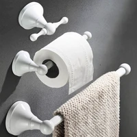 white bathroom hardware set brass creative wall mounted robe hook wc paper towel roll holder ring bar hanging bath accessories