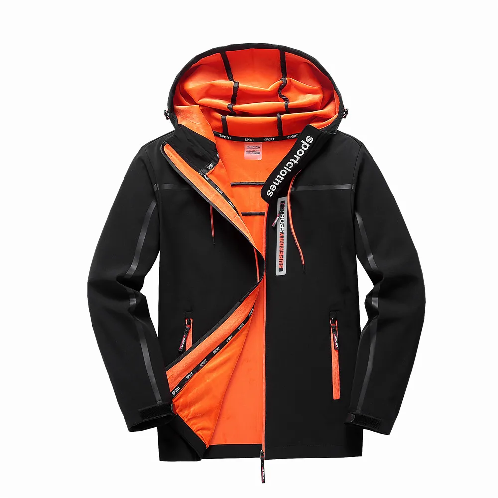 Black Yellow WWKK флисовая куртка мужская водонепроницаемая тёплая флисовая ветрозащитная верхняя куртка с капюшоном для походов Лыжная походная одежда с капюшоном - Цвет: Black Yellow