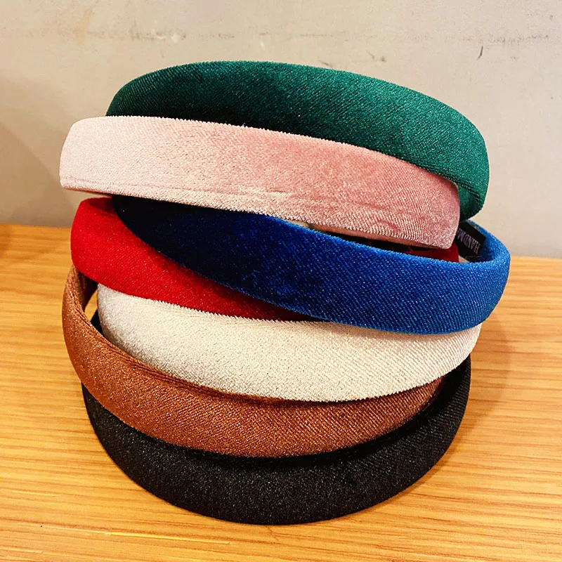 Женская бархатная повязка для волос элегантная цветная винтажная на голову