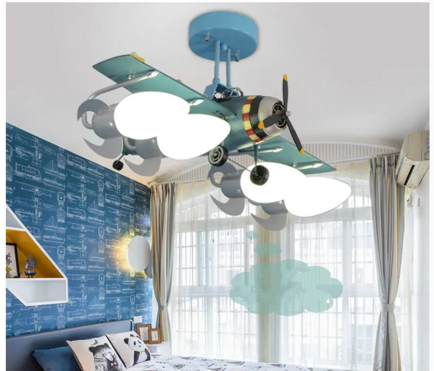 

New Arrival Plane Pendant Light Bedroom Cartoon Led pendant lights LED Plane Lights Glass Steel Shade Iron E27 AC Remote Control