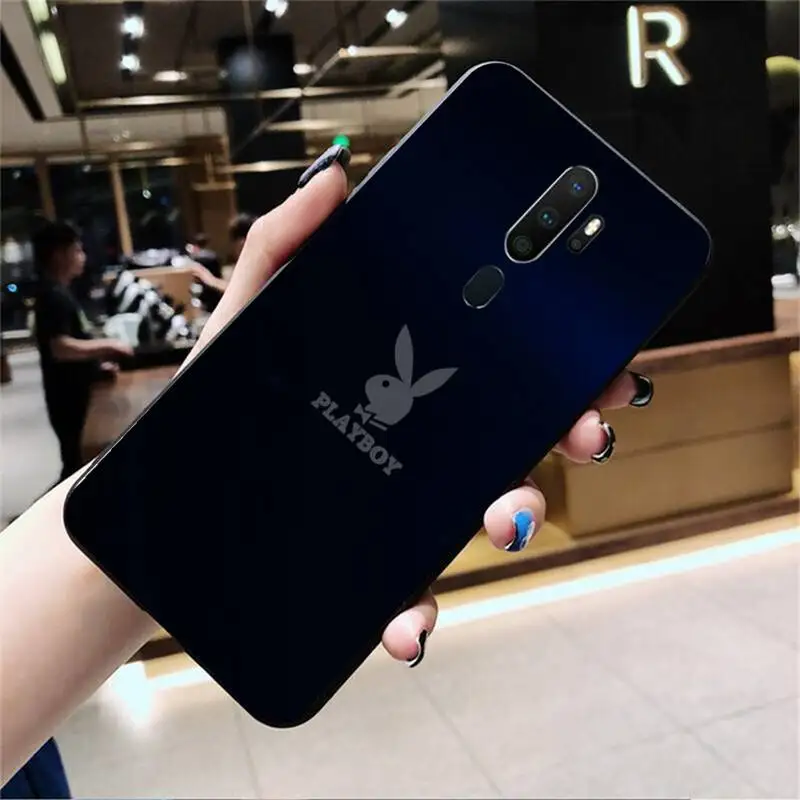 

LJHYDFCNB Black Soft Tpu Playboy Phone Case For Oppo Reno2 Z 2Z Realme5 6 Pro R9S 11 Plus 15 17 Pro
