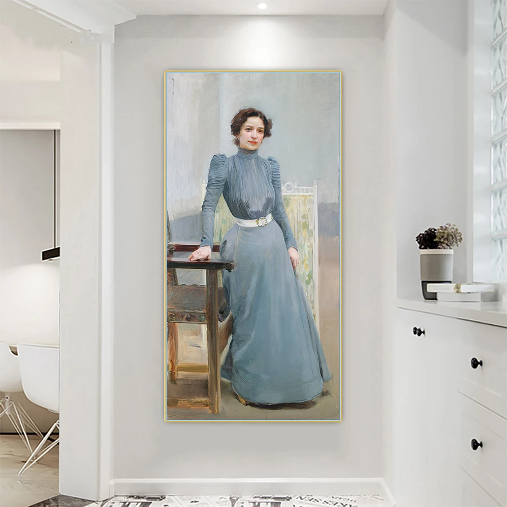

Citon Joaquin Sorolla《Clotilde In A Grey Dress》Canvas Oil Painting Artwork Poster Decorative Picture Wall Decor Home Decoration