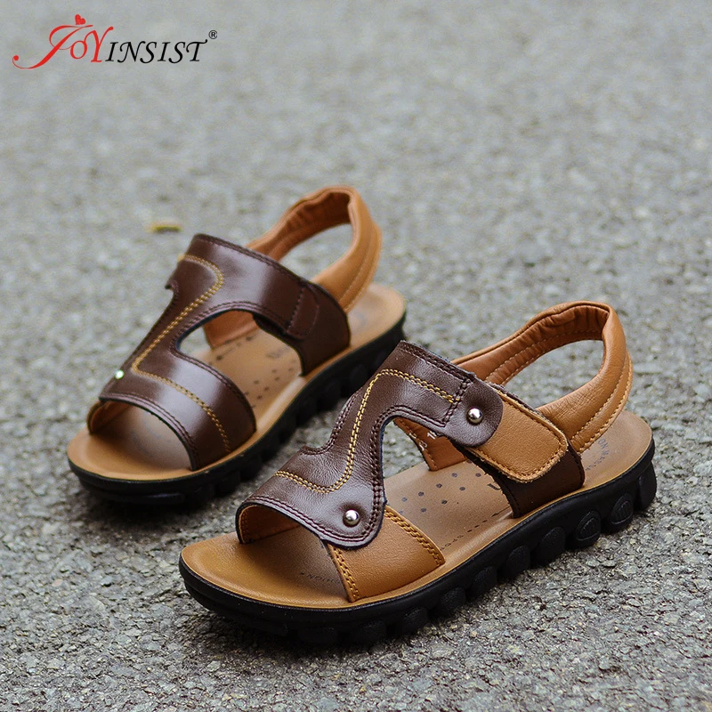 2019 брендовые летние пляжные сандалии детские летняя кожаная обувь для мальчиков