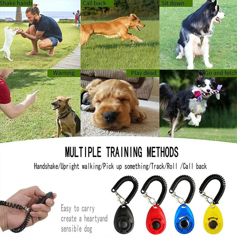 

1 Piece Pet Cat Dog Training Clicker Plastic New Dogs Click Trainer Aid Too Adjustable Wrist Strap Sound Key Chain Dog Supplies