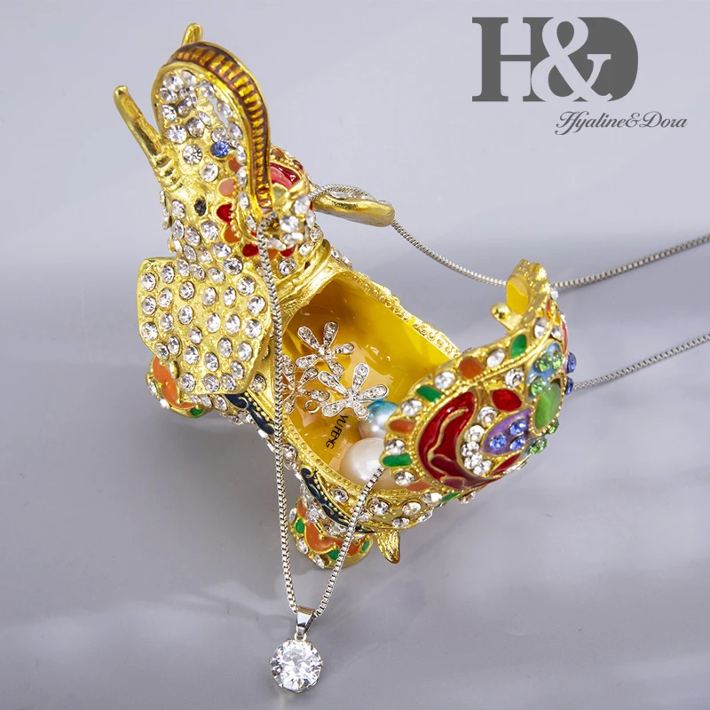 H& D ручная роспись, эмалированная фигурка слона, животное, декоративное украшение, навесные коробки для украшений, брелок, уникальный подарок для домашнего декора