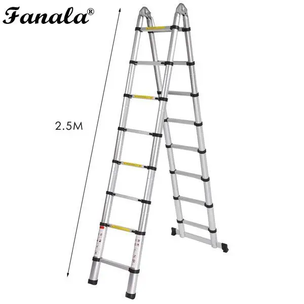 2 5 м лестница Выдвижная складная алюминиевая елочка телескопическая удлинение