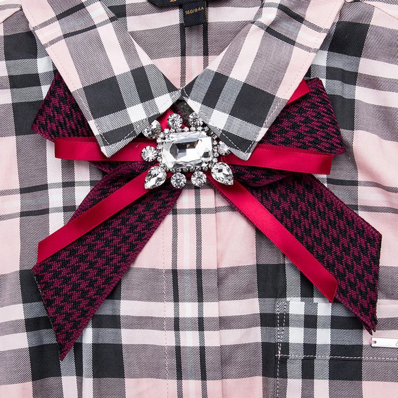 Винтажная ткань Хаундстут лук нагрудный знак брошь галстук лента броши