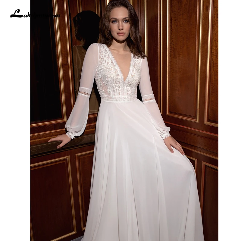 

2021 одежда с длинным рукавом Пляжные свадебные платья, из прозрачной ткани шифон; Обувь под свадебное платье для невесты Простой Свадебное б...