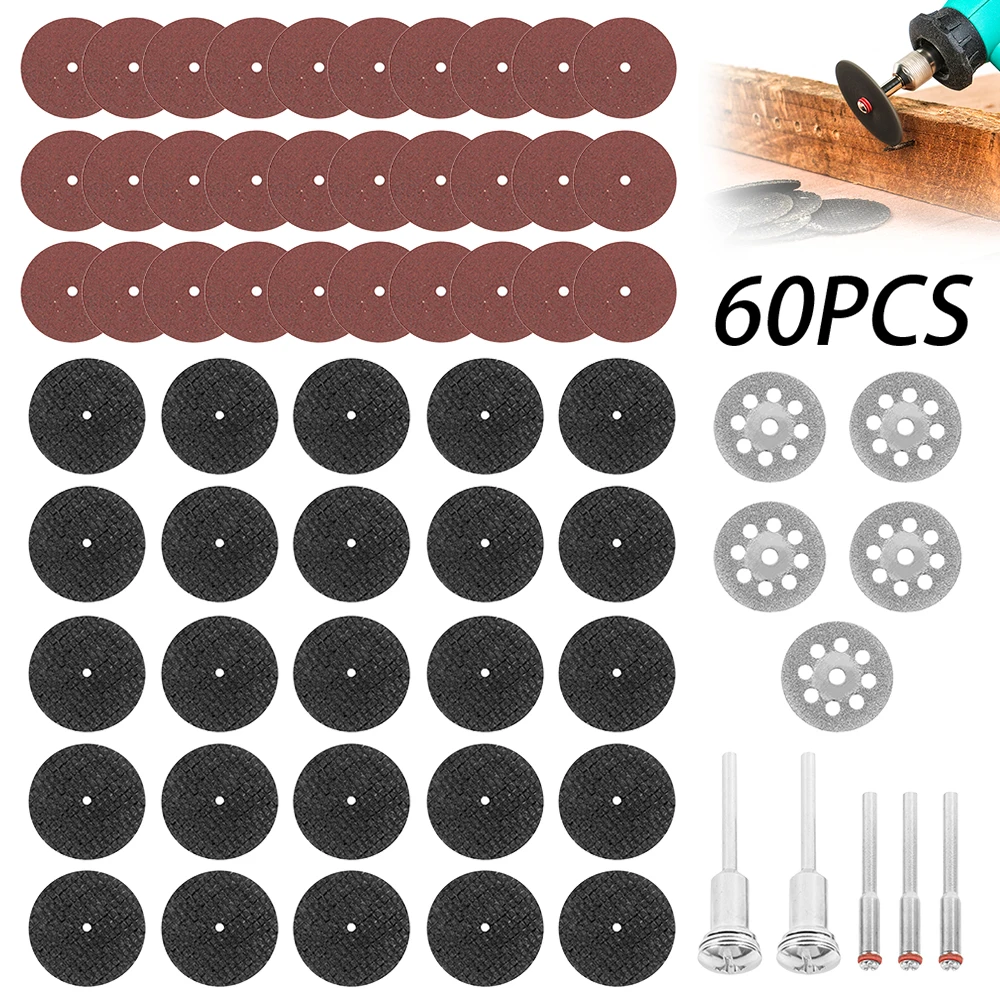 

60pc diamond cutting discs sanding grinding wheel circular saw blade woodworking metal dremel mini drill rotary tool accessories