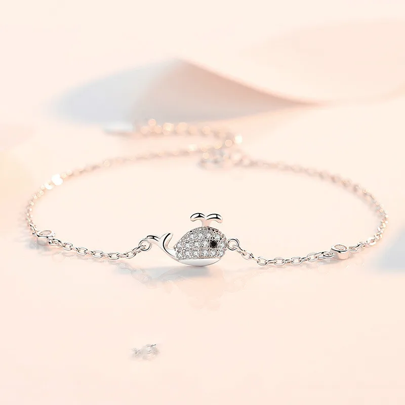 

S925 Sterling Silver Bracelet Cute Clown Fish Bracelet Female Ins Pendant Wild Valentine's Day Jewelry Bracelets for Women