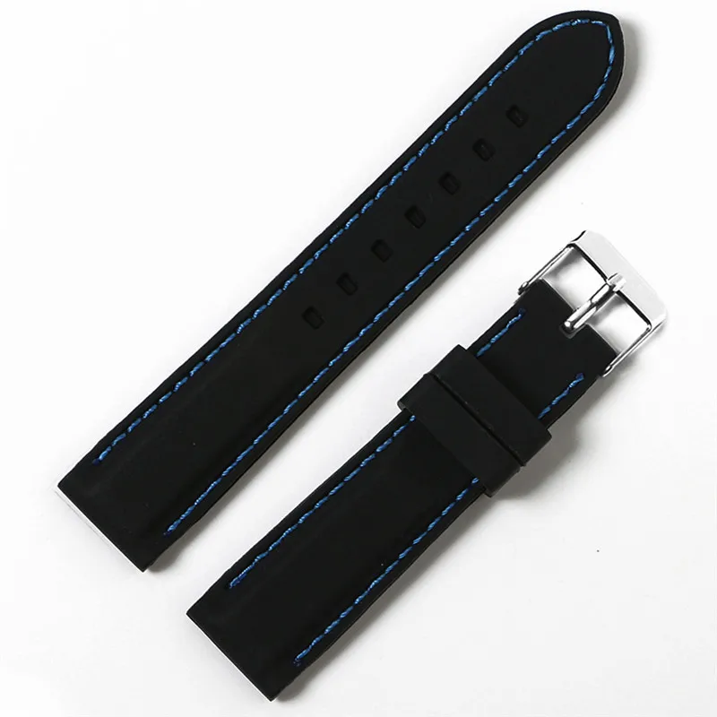black blue 1 18 мм 20 мм 22 мм силиконовый ремешок резиновый ремешок для часов Seiko 5 SRP SKX007 ProPex PADI Casio Edifice часы браслет спортивный человек - Цвет ремешка: black blue 1