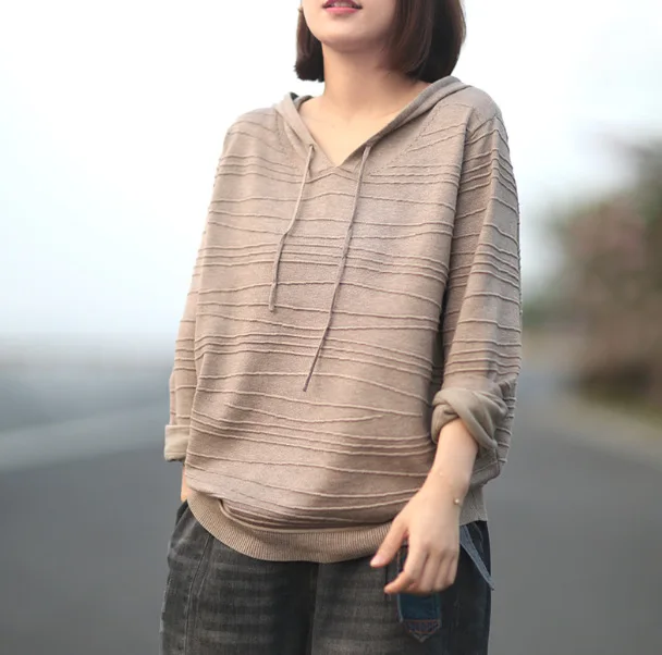 Осенние толстовки женские свободные пуловеры с капюшоном в стиле ретро 2019 новые