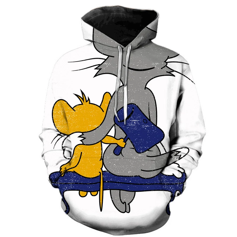 

Anime Theme 3D Printing Hoodie Men's/women's Outdoor Leisure Loose Plus Size Long Sleeve Cat and Mouse Print Hoodie