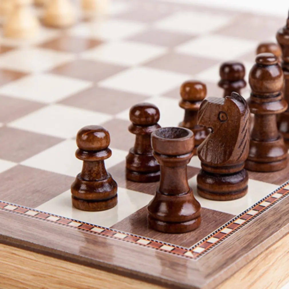 Забавный складной деревянный Международный шахматный набор настольная игра