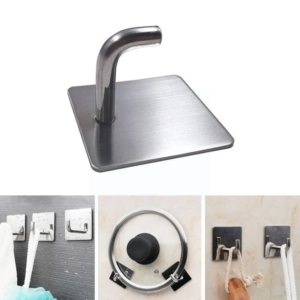 

1pc Steel Hooks Hanger Self Adhesive Robe Towel Hook Tools Kitchen Living Mounted Wall Room Kitchen For Bathroom E7Q0