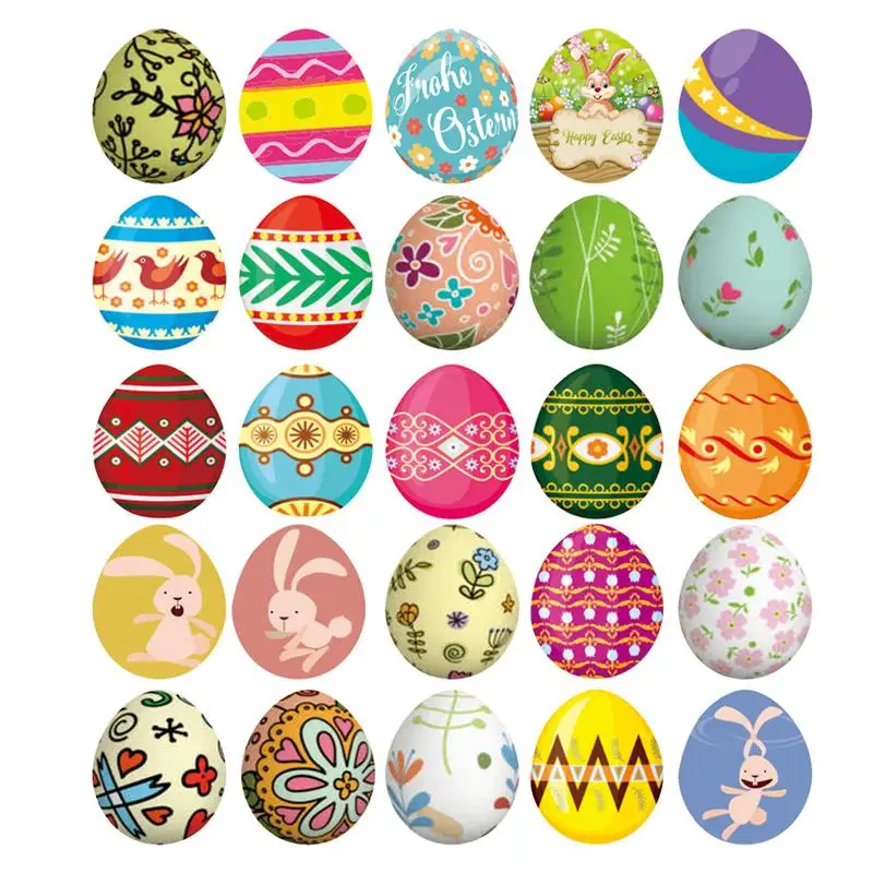 

25pcs Wooden Easter Bunny Pendants Easter Party Household Hanging Egg Decors