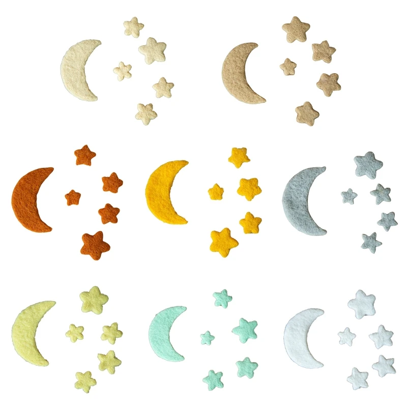 Accesorios de fotograf&iacute;a para beb&eacute; reci&eacute;n nacido, Mini Luna y estrellas de fieltro de lana, accesorios de decoraci&oacute;n para sesi&oacute;n de fotos infantil-0