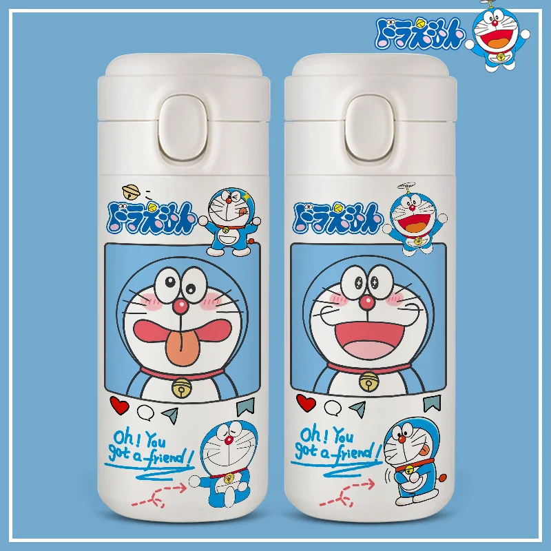 

Creative Doraemon Cartoon Pure Color Auto Cover Thermos Stainless Steel 304 Children Thermos Cups