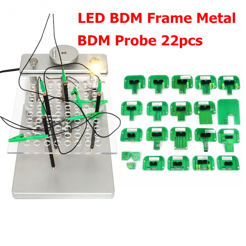 BDM ADD 22PCS Профессиональный инструмент ECU светодиодный BDM Рамка с 4 шт. зонд сетка помощник Алюминиевый сплав Стенд работает BDM100/KESS/KTAG/KTM Dimsport - Цвет: BDM ADD 22PCS