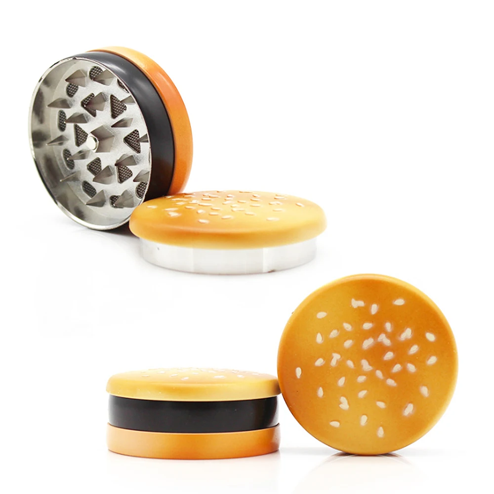 

2Pcs 3 Layers Tobacco Herb Grinder Burger Shape Crushed Spices Herbal Diameter 45mm Smoke Crusher Smoke Accessories Creative