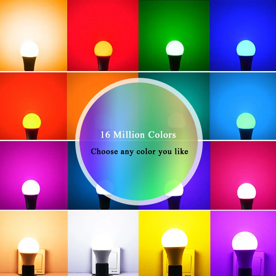 

LED Bulb E27 Dimmable Tuya RGB 9W WiFi Wireless & Voice Control Indoor Home Decor Smart Lighting Lamp